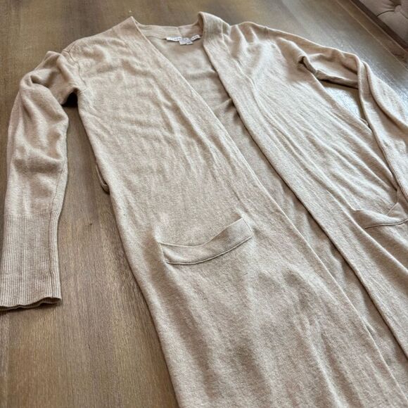 Veronica Beard Danzie Longline Cardigan Small Beige Wool Blend Lightweight - Picture 6 of 11